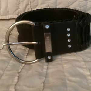 Womens brown leather wide belt medium
